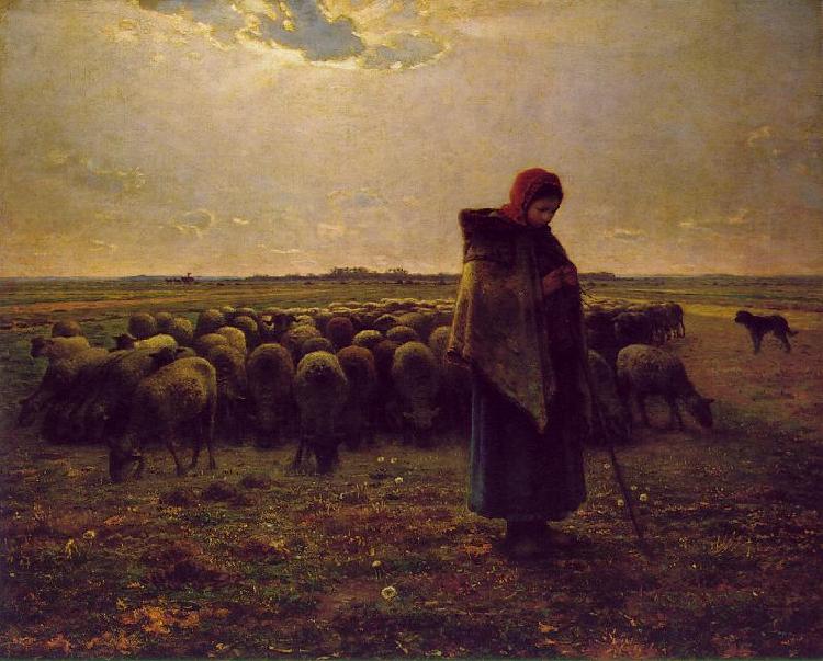 Jean-Franc Millet Shepherdess with her flock oil painting image
